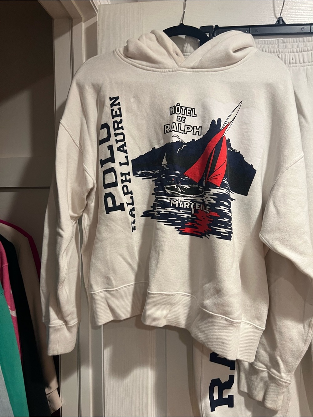 Polo by Ralph Lauren Cream Graphic Hoodie & Jogger Set - Picture 2 of 8